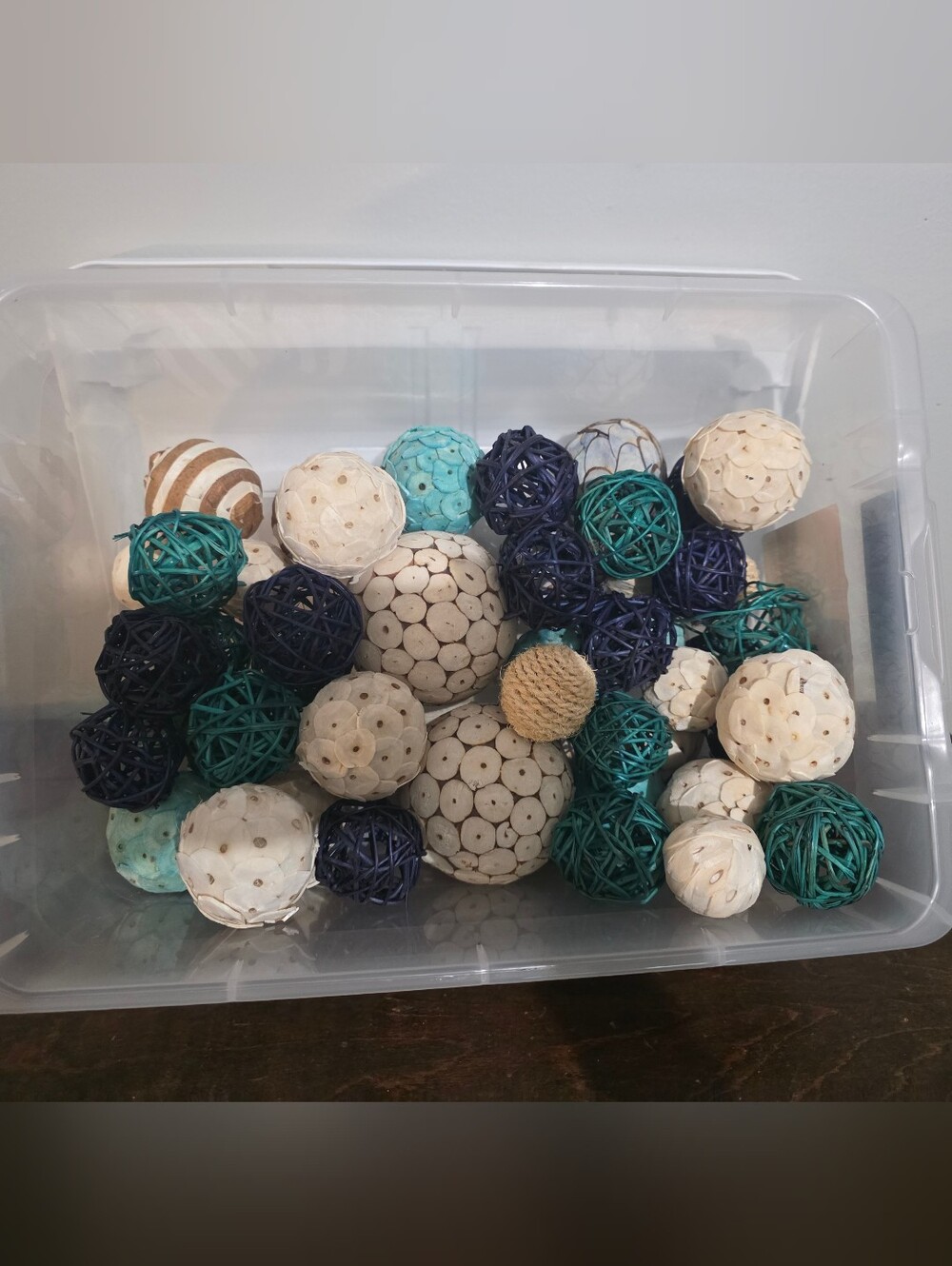 Decorative Wicker Rattan Balls/Filler ~~ Coastal Inspired Colors